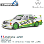 Modelauto 1:18 | Solido 1801006 | Mercedes Benz 190 2.5-16V Evo 2 YACCO 1991 - J.Laffite