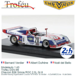 Modelauto 1:43 | Trofeu DSN-99 | Chevron B36 Simca ROC 2.0L Gr.6 | Soci&eacute;t&eacute; Racing Organisation Course 1979 #28 - B.Ve