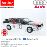 Modelauto 1:18 | Sunstar 4256 | Audi Quattro A2 1983 #5 - H.Mikkola - A.Hertz
