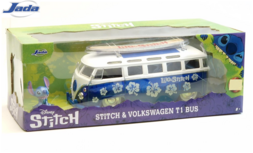 product1:24 | Jada 31992BL | Volkswagen T1 Samba Van wih Surfboard Blue Metallic