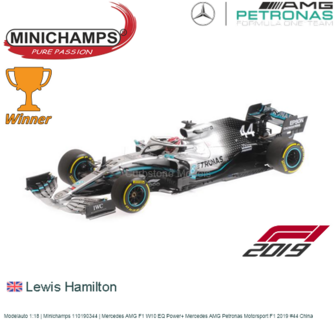 Modelauto 1:18 | Minichamps 110190344 | Mercedes AMG F1 W10 EQ Power+ Mercedes AMG Petronas Motorsport F1 2019 #44 China