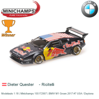 Modelauto 1:18 | Minichamps 155172907 | BMW M1 Groen 2017 #7 USA / Daytona