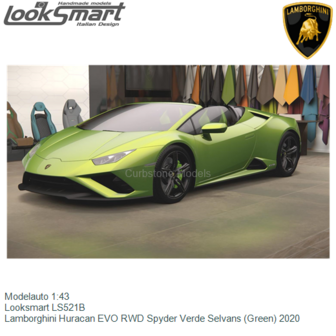 Modelauto 1:43 | Looksmart LS521B | Lamborghini Huracan EVO RWD Spyder Verde Selvans (Green) 2020