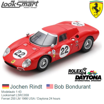 Modelauto 1:43 | Looksmart LSRC059 | Ferrari 250 LM 1966 USA / Daytona 24 hours