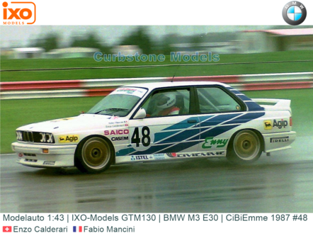 Modelauto 1:43 | IXO-Models GTM130 | BMW M3 E30 | CiBiEmme 1987 #48