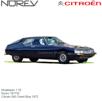 Modelauto 1:18 | Norev 181732 | Citro&euml;n SM Orient Blue 1972
