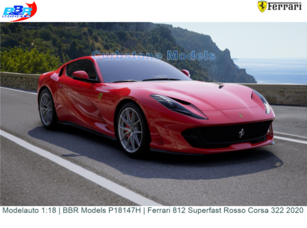 Modelauto 1:18 | BBR Models P18147H | Ferrari 812 Superfast Rosso Corsa 322 2020