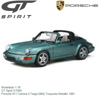 Modelauto 1:18 | GT Spirit GT805 | Porsche 911 Carrera 4 Targa (964) Turquoise Metallic 1991