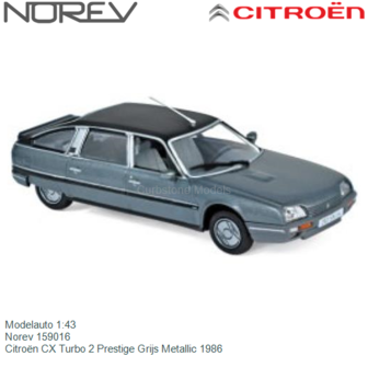 Modelauto 1:43 | Norev 159016 | Citro&euml;n CX Turbo 2 Prestige Grijs Metallic 1986