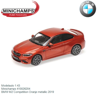 Modelauto 1:43 | Minichamps 410026204 | BMW M2 Competition Oranje metallic 2019