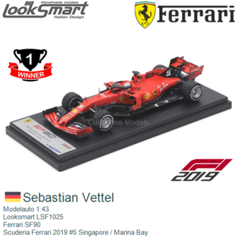 Modelauto 1:43 | Looksmart LSF1025 | Ferrari SF90 | Scuderia Ferrari 2019 #5 Singapore / Marina Bay