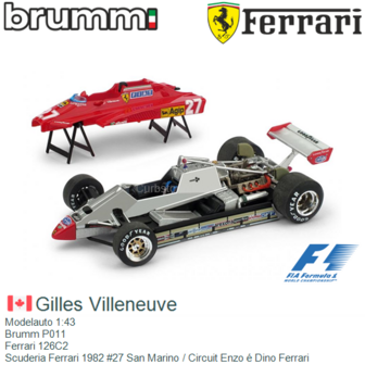 Modelauto 1:43 | Brumm P011 | Ferrari 126C2 | Scuderia Ferrari 1982 #27 San Marino / Circuit Enzo &eacute; Dino Ferrari