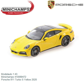 Modelauto 1:43 | Minichamps 410069472 | Porsche 911 Turbo S Yellow 2020