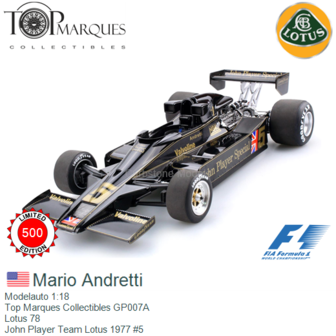 Modelauto 1:18 | Top Marques Collectibles GP007A | Lotus 78 | John Player Team Lotus 1977 #5