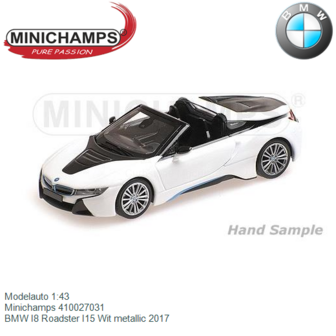 Modelauto 1:43 | Minichamps 410027031 | BMW I8 Roadster I15 Wit metallic 2017