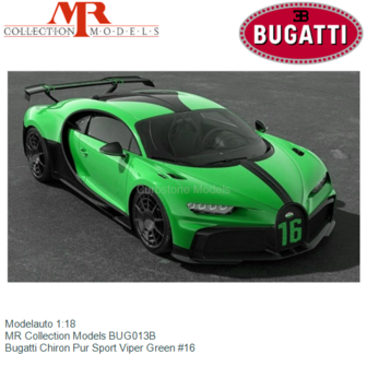 Modelauto 1:18 | MR Collection Models BUG013B | Bugatti Chiron Pur Sport Viper Green #16