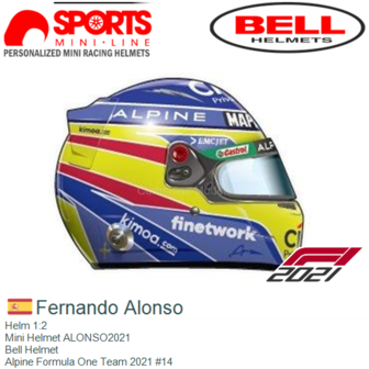 Helm 1:2 | Mini Helmet ALONSO2021 | Bell Helmet | Alpine Formula One Team 2021 #14