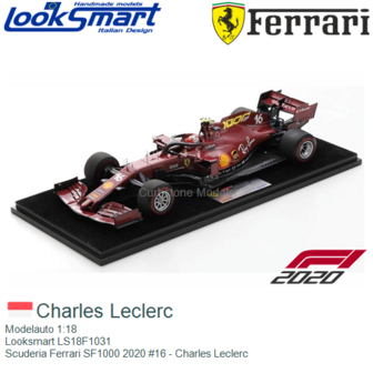 Modelauto 1:18 | Looksmart LS18F1031 | Scuderia Ferrari SF1000 2020 #16 - Charles Leclerc