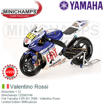 Motorfiets 1:12 | Minichamps 122083146 | Fiat Yamaha YZR-M1 2008 - Valentino Rossi