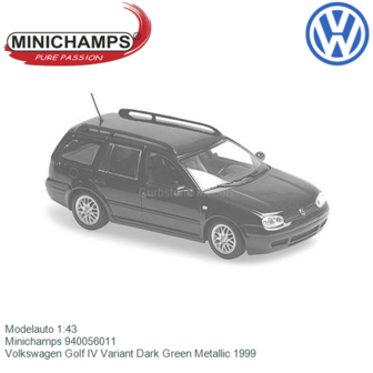 Modelauto 1:43 | Minichamps 940056011 | Volkswagen Golf IV Variant Dark Green Metallic 1999