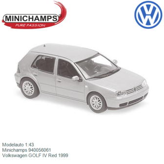 Modelauto 1:43 | Minichamps 940056061 | Volkswagen GOLF IV Red 1999