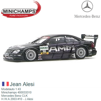 Modelauto 1:43 | Minichamps 400033310 | Mercedes Benz CLK | H.W.A 2003 #10 - J.Alesi