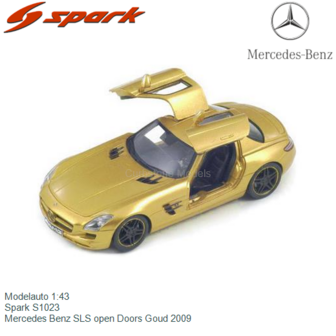 Modelauto 1:43 | Spark S1023 | Mercedes Benz SLS open Doors Goud 2009