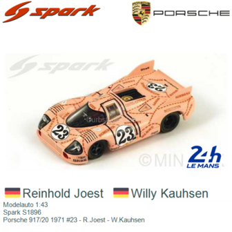 Modelauto 1:43 | Spark S1896 | Porsche 917/20 1971 #23 - R.Joest - W.Kauhsen