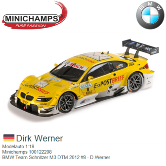 Modelauto 1:18 | Minichamps 100122208 | BMW Team Schnitzer M3 DTM 2012 #8 - D.Werner