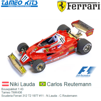Bouwpakket 1:43 | Tameo TMK436 | Scuderia Ferrari 312 T2 1977 #11 - N.Lauda - C.Reutemann