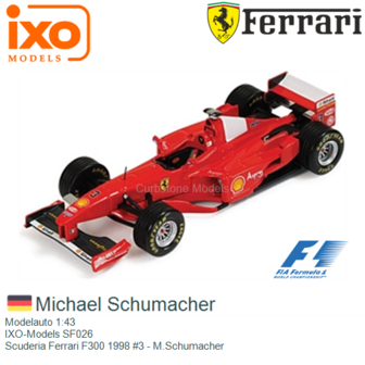 Modelauto 1:43 | IXO-Models SF026 | Scuderia Ferrari F300 1998 #3 - M.Schumacher