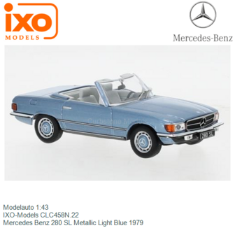 Modelauto 1:43 | IXO-Models CLC458N.22 | Mercedes Benz 280 SL Metallic Light Blue 1979