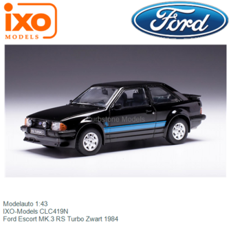 Modelauto 1:43 | IXO-Models CLC419N | Ford Escort MK.3 RS Turbo Zwart 1984