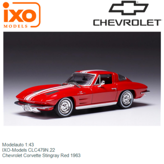 Modelauto 1:43 | IXO-Models CLC479N.22 | Chevrolet Corvette Stingray Red 1963