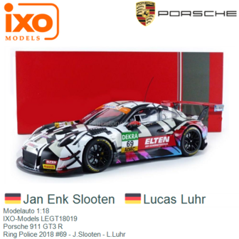 Modelauto 1:18 | IXO-Models LEGT18019 | Porsche 911 GT3 R | Ring Police 2018 #69 - J.Slooten - L.Luhr
