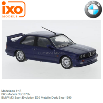 Modelauto 1:43 | IXO-Models CLC378N | BMW M3 Sport Evolution E30 Metallic Dark Blue 1990