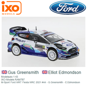 Modelauto 1:43 | IXO-Models RAM787 | M-Sport Ford WRT Fiesta WRC 2021 #44 - G.Greensmith - E.Edmondson
