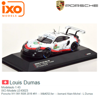 Modelauto 1:43 | IXO-Models LE43023 | Porsche 911 991 RSR 2018 #91 - -.M&amp;#252;ller - -.bernard Alain-Michel - L.Dumas