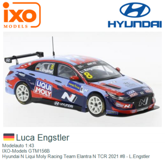 Modelauto 1:43 | IXO-Models GTM156B | Hyundai N Liqui Moly Racing Team Elantra N TCR 2021 #8 - L.Engstler