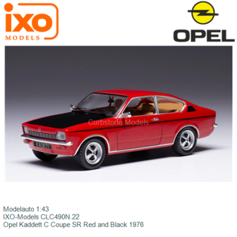 Modelauto 1:43 | IXO-Models CLC490N.22 | Opel Kaddett C Coupe SR Red and Black 1976