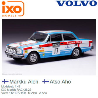 Modelauto 1:43 | IXO-Models RAC426.22 | Volvo 142 1972 #29 - M.Alen - A.Aho