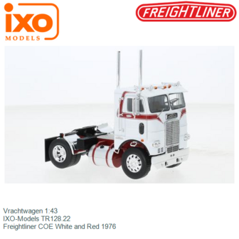 Vrachtwagen 1:43 | IXO-Models TR128.22 | Freightliner COE White and Red 1976
