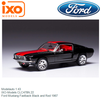 Modelauto 1:43 | IXO-Models CLC478N.22 | Ford Mustang Fastback Black and Red 1967