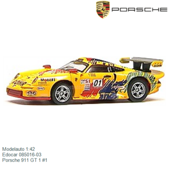 Modelauto 1:42 | Edocar 085016-03 | Porsche 911 GT 1 #1
