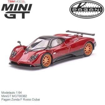 Modelauto 1:64 | MiniGT MGT00382 | Pagani Zonda F Rosso Dubai