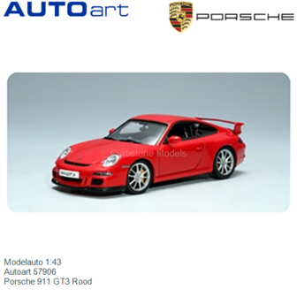 Modelauto 1:43 | Autoart 57906 | Porsche 911 GT3 Rood