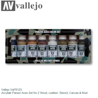  | Vallejo Val70123 | Acryllak Panzer Aces Set No 2 Wood, Leather, Stencil, Canvas &amp; Mud