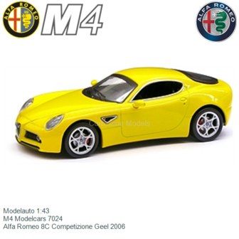 Modelauto 1:43 | M4 Modelcars 7024 | Alfa Romeo 8C Competizione Geel 2006