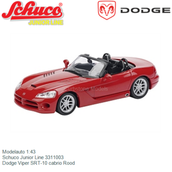 Modelauto 1:43 | Schuco Junior Line 3311003 | Dodge Viper SRT-10 cabrio Rood