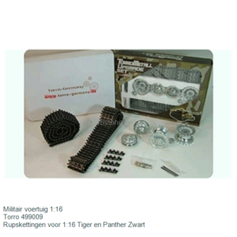 Militair voertuig 1:16 | Torro 499009 | Rupskettingen voor 1:16 Tiger en Panther Zwart